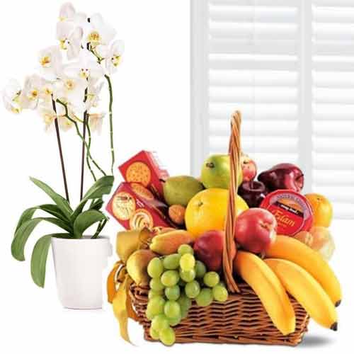 Orchids And Fruits-A House Warming Gift