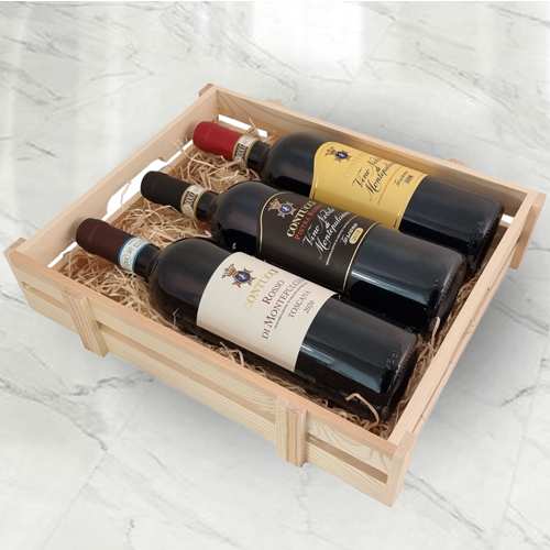 Wine Trio In Wooden Box-Birthday Gift For Wine Enthusiast